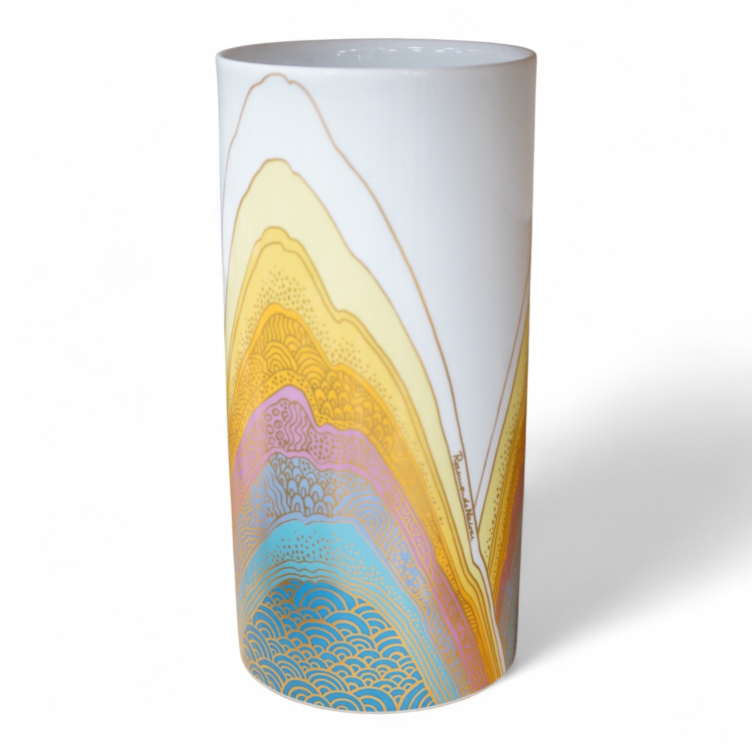 A 1970’s Rosenthal studio line cylindrical vase designed by Rosamunde Nairac, 25cm high